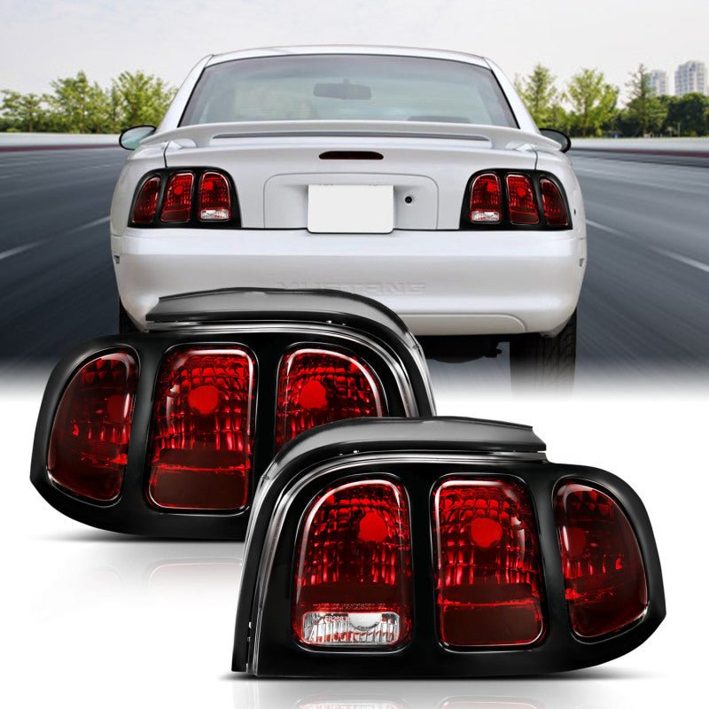 ANZO 1994 - 1998 Ford Mustang Taillight Dark Red Lens (OE Style) - CPC Performance