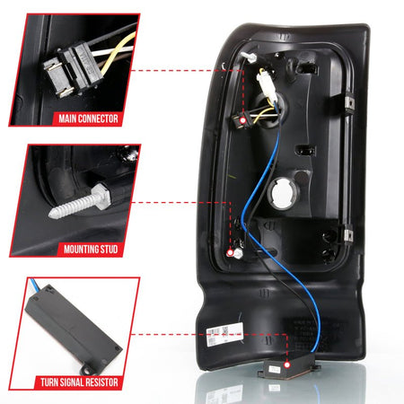 ANZO 1994 - 2001 Dodge Ram 1500 LED Taillights Plank Style Black w/Clear Lens - CPC Performance