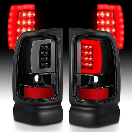 ANZO 1994 - 2001 Dodge Ram 1500 LED Taillights Plank Style Black w/Clear Lens - CPC Performance