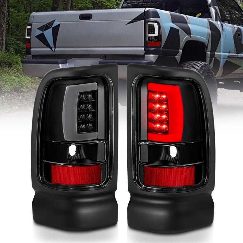 ANZO 1994 - 2001 Dodge Ram 1500 LED Taillights Plank Style Black w/Clear Lens - CPC Performance