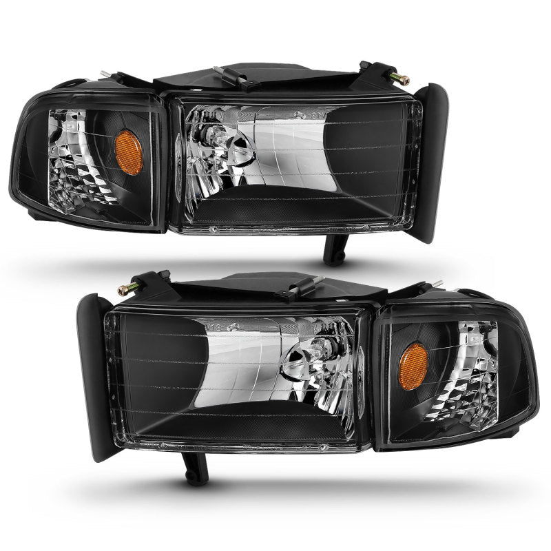 ANZO 1994 - 2001 Dodge Ram Crystal Headlights Black - CPC Performance