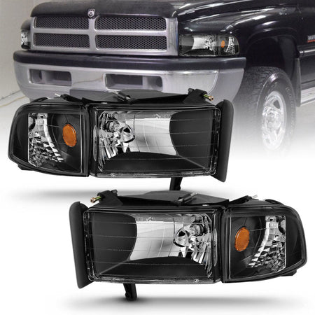 ANZO 1994 - 2001 Dodge Ram Crystal Headlights Black - CPC Performance