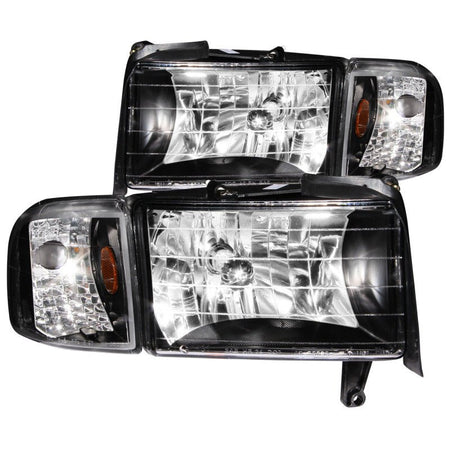 ANZO 1994 - 2001 Dodge Ram Crystal Headlights Black - CPC Performance