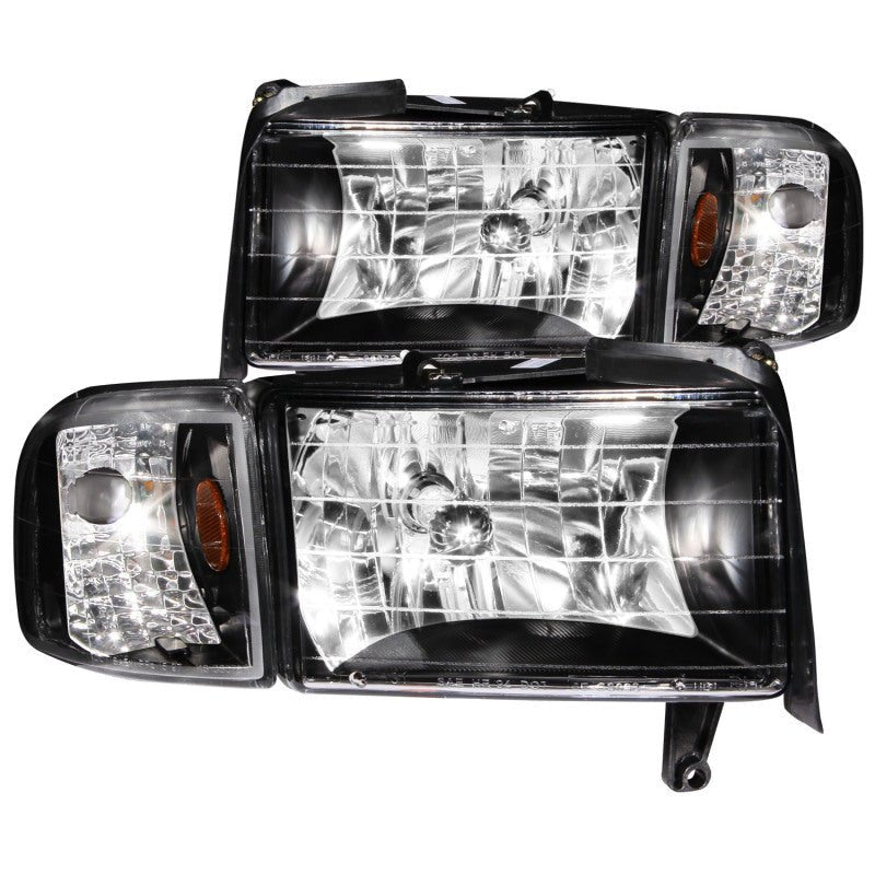 ANZO 1994 - 2001 Dodge Ram Crystal Headlights Black - CPC Performance