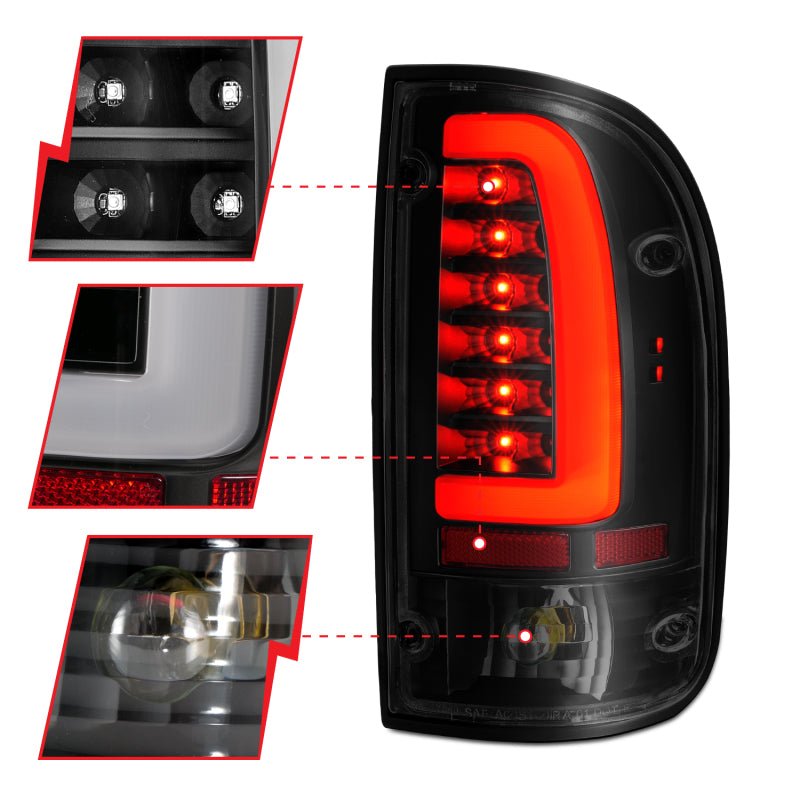 ANZO 1995 - 2000 Toyota Tacoma LED Taillights Black Housing Smoke Lens (Pair) - CPC Performance