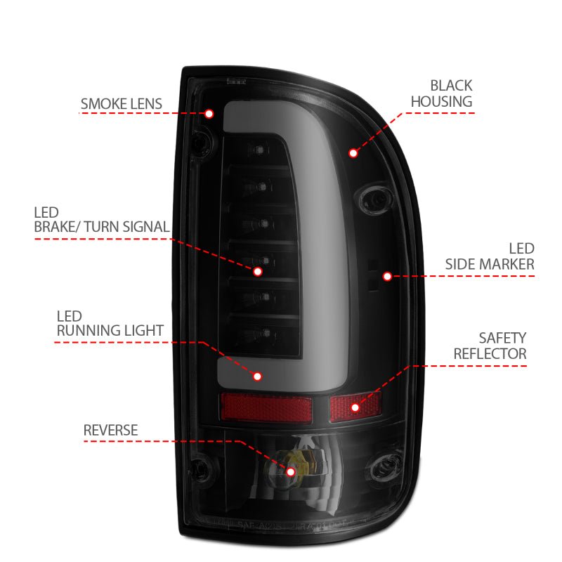 ANZO 1995 - 2000 Toyota Tacoma LED Taillights Black Housing Smoke Lens (Pair) - CPC Performance