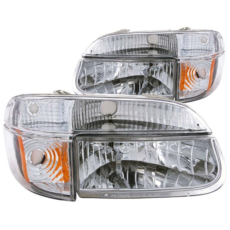 ANZO 1995 - 2001 Ford Explorer Crystal Headlights Chrome w/ Corner Lights 2pc - CPC Performance