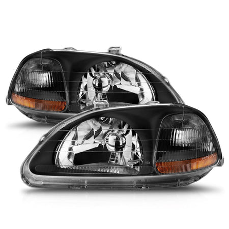 ANZO 1996 - 1998 Honda Civic Crystal Headlights Black - CPC Performance