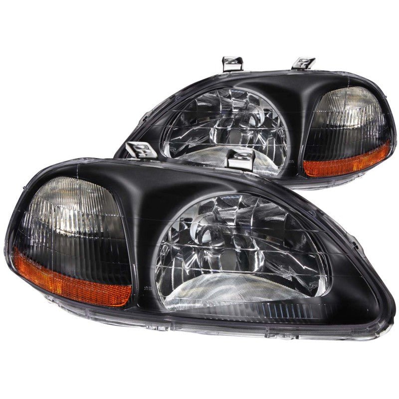 ANZO 1996 - 1998 Honda Civic Crystal Headlights Black - CPC Performance