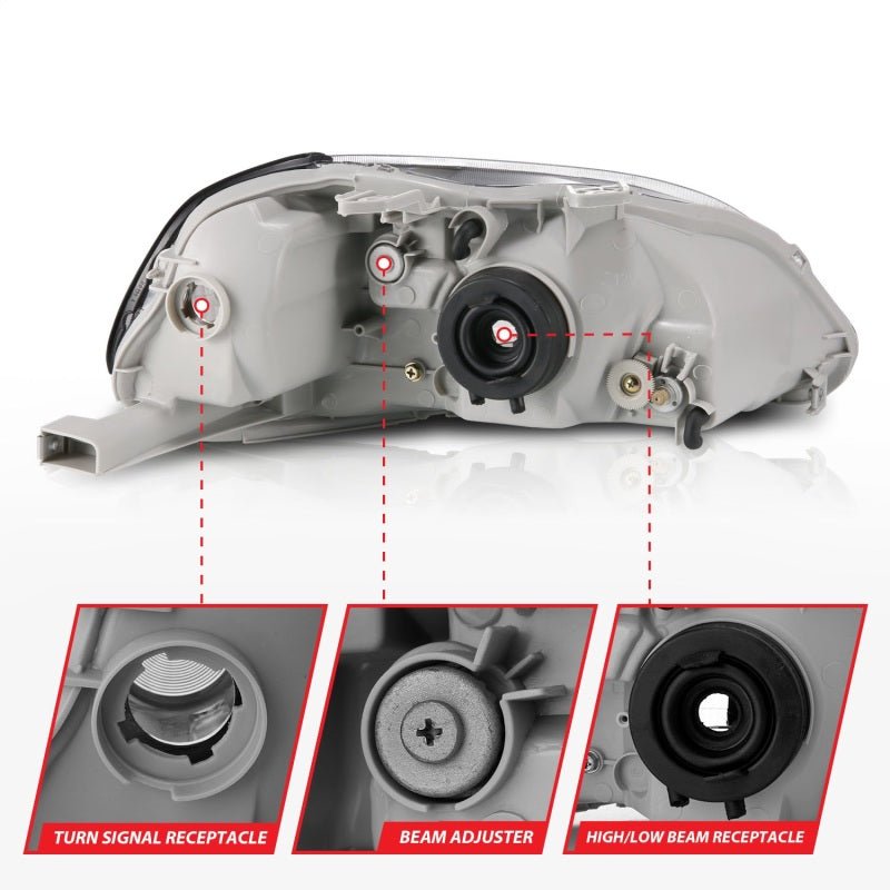 ANZO 1996 - 1998 Honda Civic Crystal Headlights Black - CPC Performance