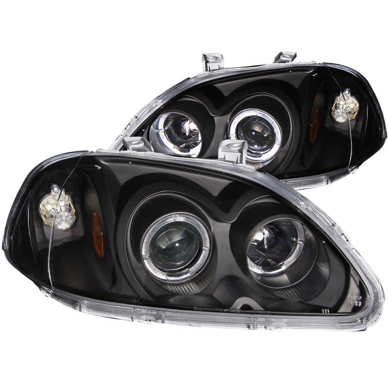 ANZO 1996 - 1998 Honda Civic Projector Headlights w/ Halo Black - CPC Performance