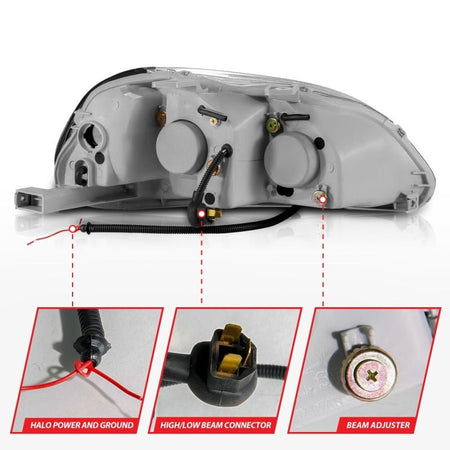 ANZO 1996 - 1998 Honda Civic Projector Headlights w/ Halo Black - CPC Performance