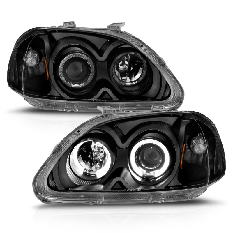 ANZO 1996 - 1998 Honda Civic Projector Headlights w/ Halo Black - CPC Performance