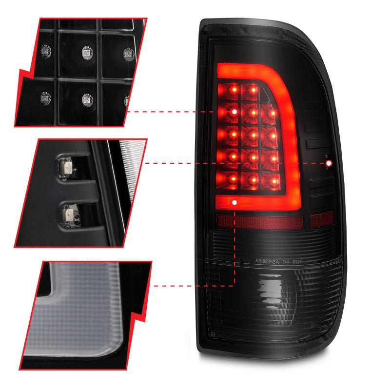 ANZO 1997 - 2003 Ford F - 150 LED Tail Lights w/ Light Bar Black Housing Smoke Lens - CPC Performance