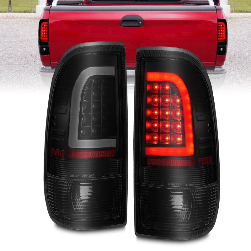 ANZO 1997 - 2003 Ford F - 150 LED Tail Lights w/ Light Bar Black Housing Smoke Lens - CPC Performance