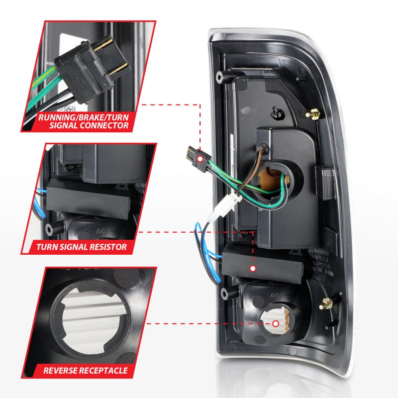 ANZO 1997 - 2003 Ford F - 150 LED Tail Lights w/ Light Bar Black Housing Smoke Lens - CPC Performance