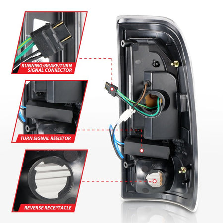 ANZO 1997 - 2003 Ford F - 150 LED Tail Lights w/ Light Bar Black Housing Smoke Lens - CPC Performance
