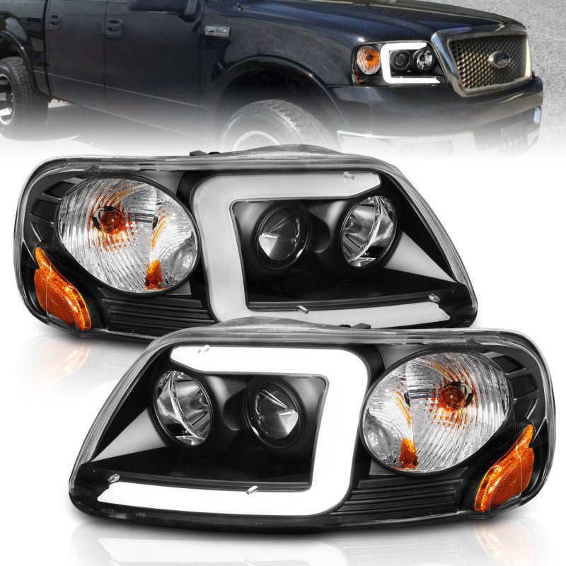 ANZO 1997 - 2003 Ford F - 150 Projector Headlights w/ Light Bar Black Housing - CPC Performance