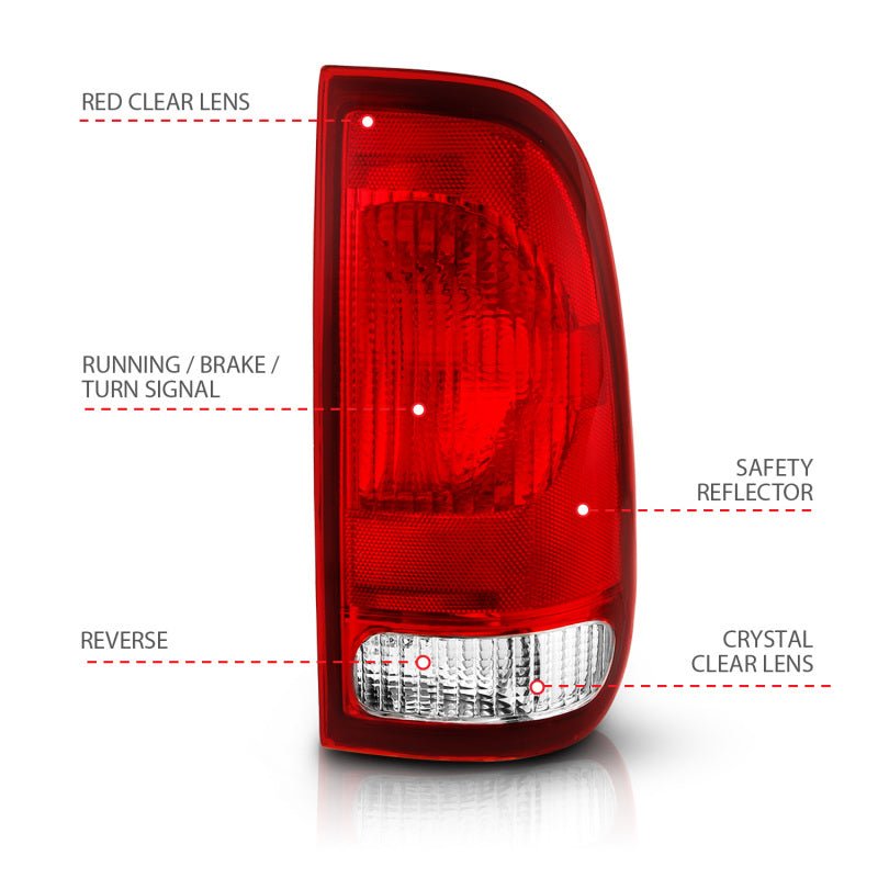 ANZO 1997 - 2003 Ford F - 150 Taillight Red/Clear Lens (OE Replacement) - CPC Performance