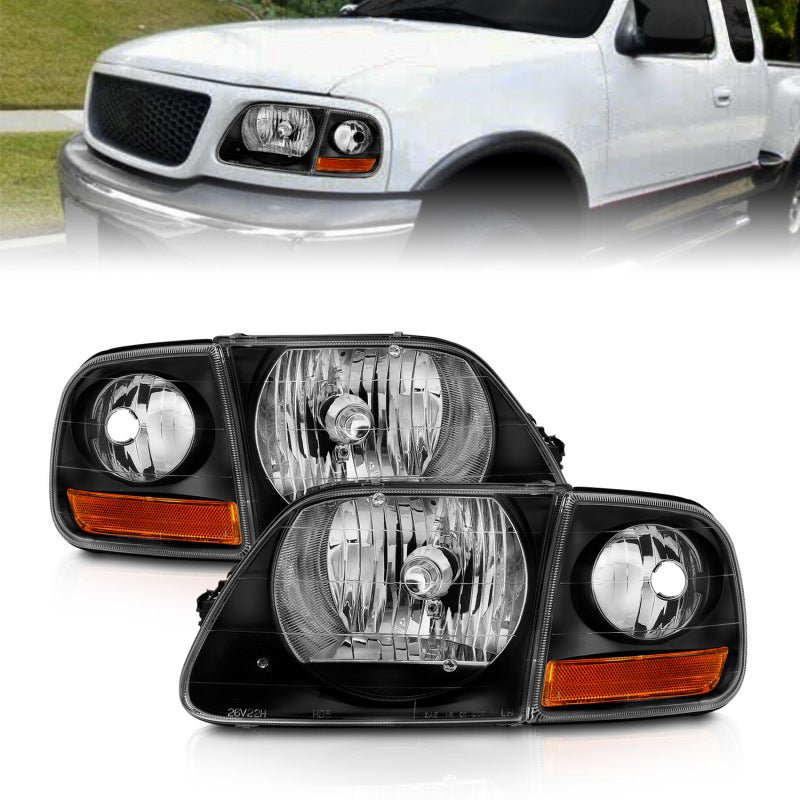 ANZO 1997 - 2003 Ford F150 Crystal Headlight Black w/ Parking Light - CPC Performance