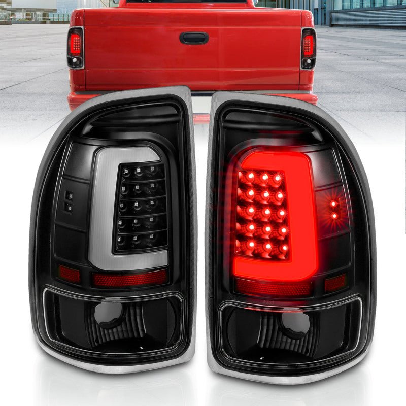 ANZO 1997 - 2004 Dodge Dakota LED Taillights Black Housing Clear Lens Pair - CPC Performance