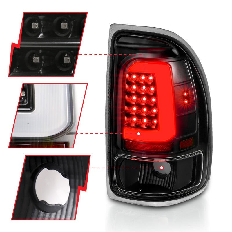 ANZO 1997 - 2004 Dodge Dakota LED Taillights Black Housing Clear Lens Pair - CPC Performance