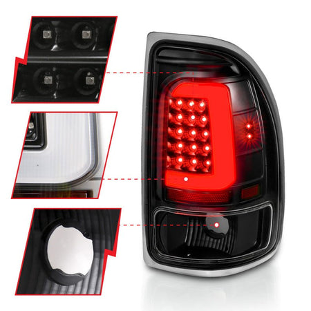 ANZO 1997 - 2004 Dodge Dakota LED Taillights Black Housing Clear Lens Pair - CPC Performance