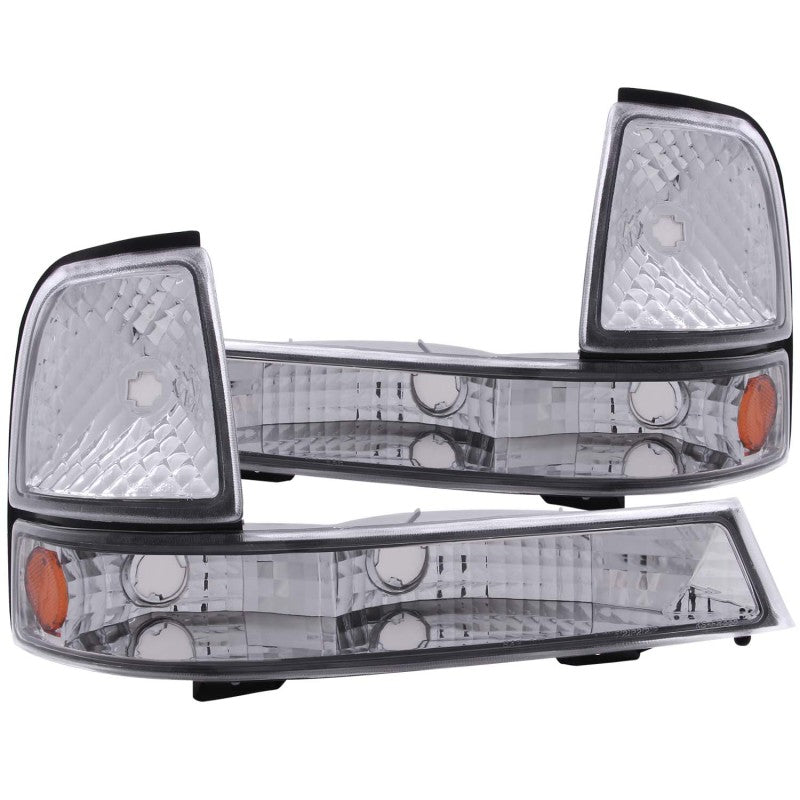 ANZO 1998 - 2000 Ford Ranger Euro Parking Lights Chrome w/ Amber Reflector - CPC Performance