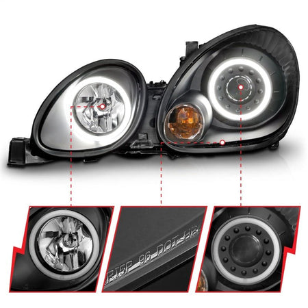 ANZO 1998 - 2005 Lexus Gs300 Projector Headlights w/ Halo Black - CPC Performance