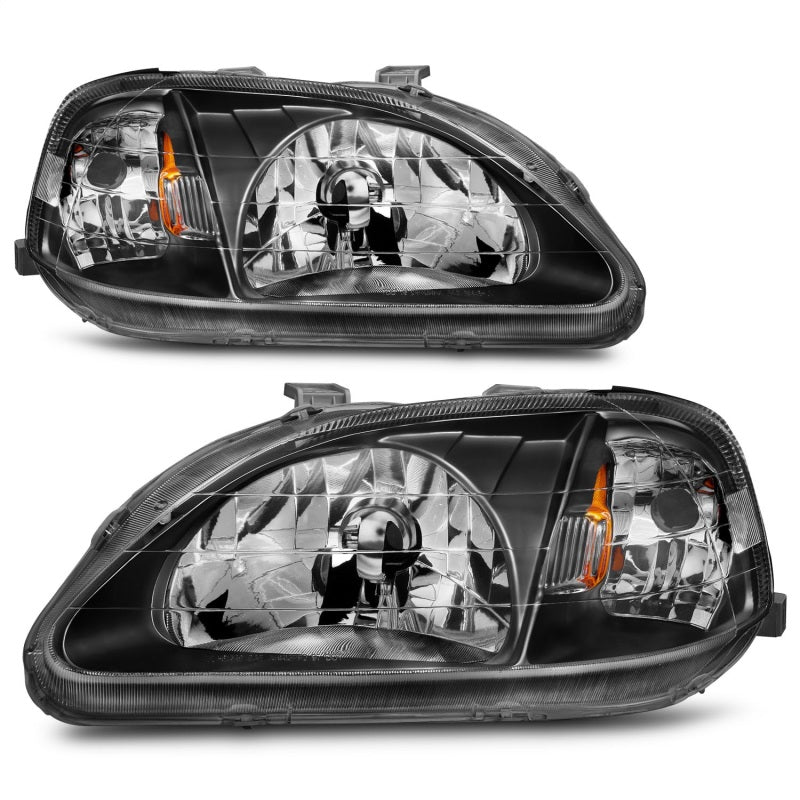 ANZO 1999 - 2000 Honda Civic Crystal Headlights Black - CPC Performance