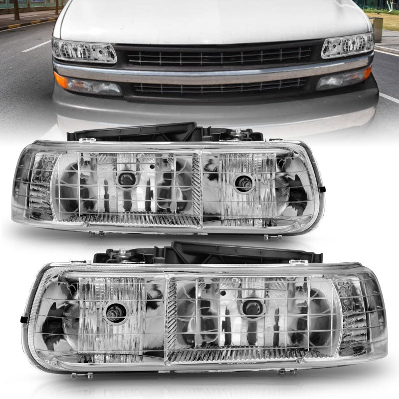 ANZO 1999 - 2002 Chevrolet Silverado 1500 Crystal Headlights Chrome - CPC Performance