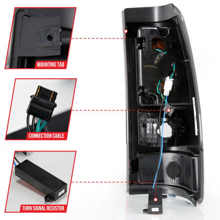 ANZO 1999 - 2002 Chevy Silverado 1500 LED Taillights Plank Style Black w/Clear Lens - CPC Performance