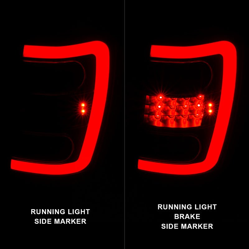 ANZO 1999 - 2004 Jeep Grand Cherokee LED Tail Lights w/ Light Bar Black Housing Smoke Lens - CPC Performance