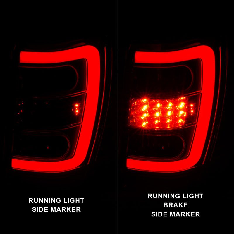 ANZO 1999 - 2004 Jeep Grand Cherokee LED Tail Lights w/ Light Bar Chrome Housing Red/Clear Lens - CPC Performance