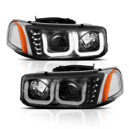 ANZO 1999 - 2006 GMC Sierra 1500 Projector Headlights w/ U - Bar Black - CPC Performance