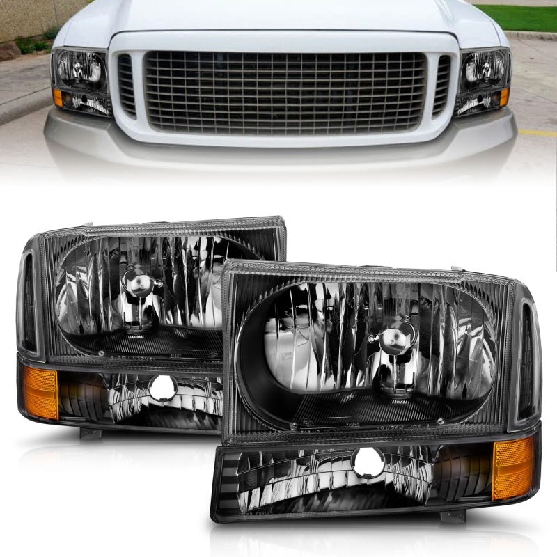 ANZO 2000 - 2004 Ford Excursion Crystal Headlights Black - CPC Performance