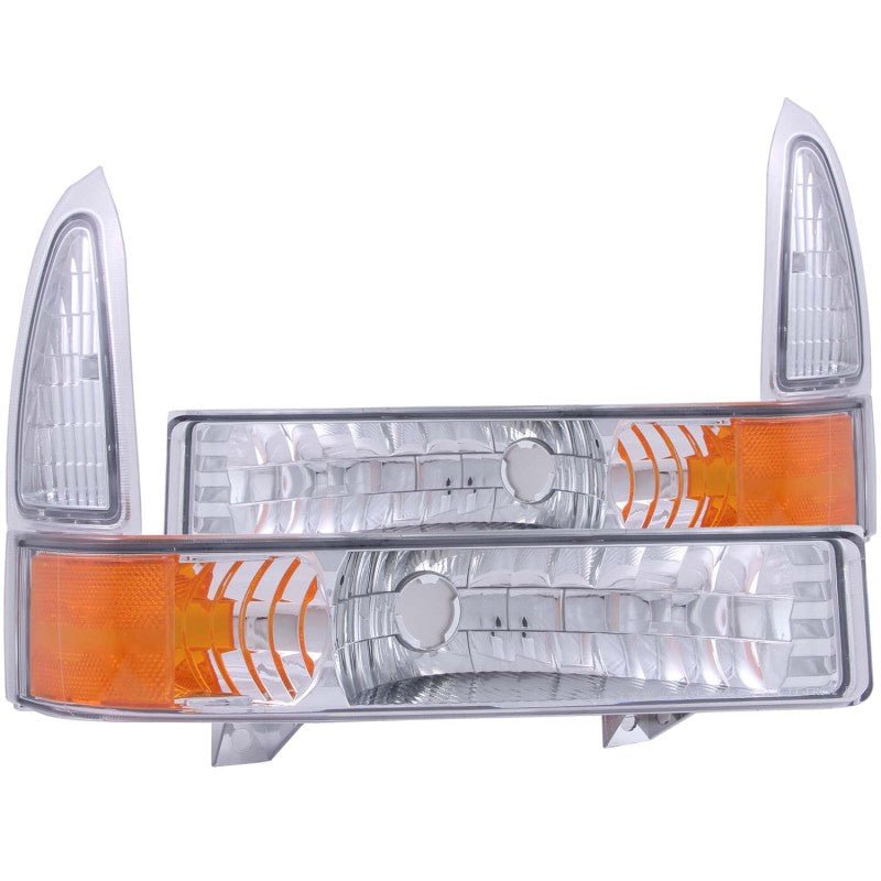 ANZO 2000 - 2004 Ford Excursion Euro Parking Lights Chrome w/ Amber Reflector - CPC Performance