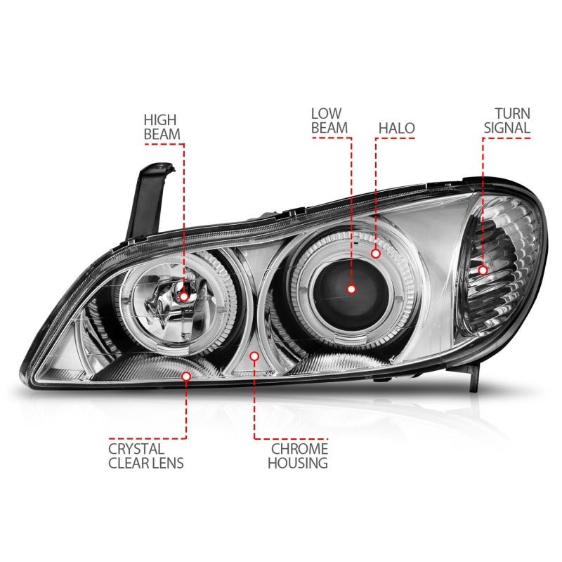 ANZO 2000 - 2004 Infiniti I30 Projector Headlights w/ Halo Chrome - CPC Performance
