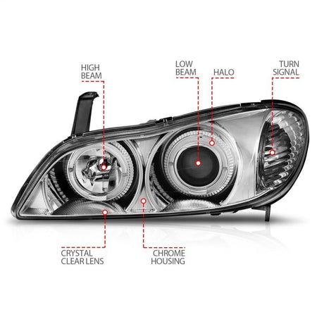ANZO 2000 - 2004 Infiniti I30 Projector Headlights w/ Halo Chrome - CPC Performance