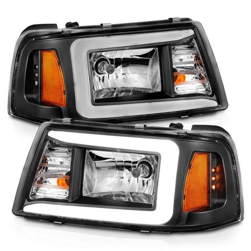 ANZO 2001 - 2011 Ford Ranger Crystal Headlights w/ Light Bar Black Housing - CPC Performance