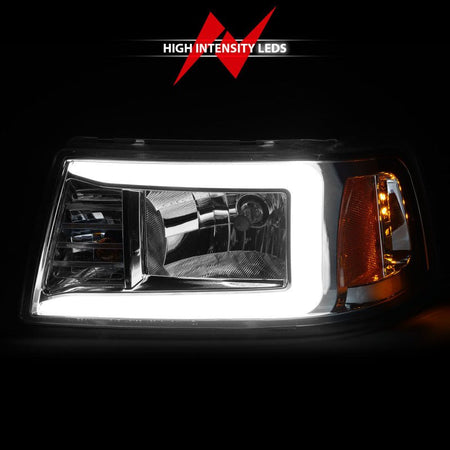 ANZO 2001 - 2011 Ford Ranger Crystal Headlights w/ Light Bar Chrome Housing - CPC Performance