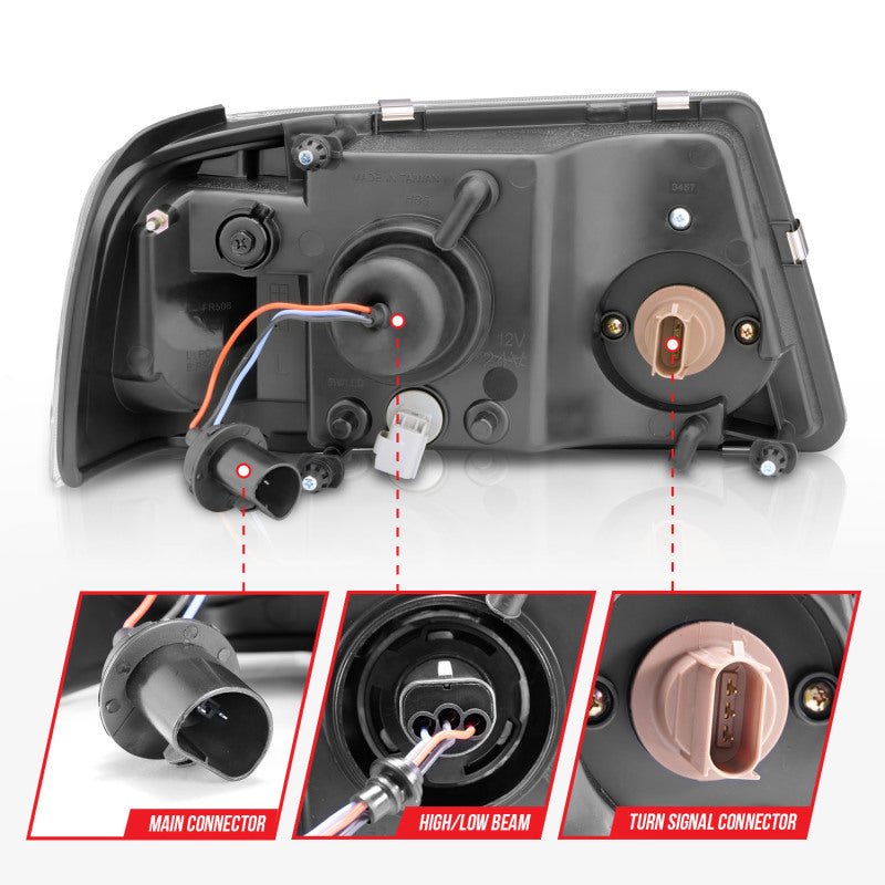 ANZO 2001 - 2011 Ford Ranger Crystal Headlights w/ Light Bar Chrome Housing - CPC Performance