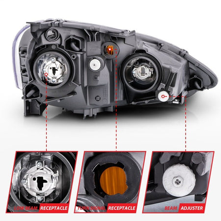 ANZO 2002 - 2004 Acura RSX Crystal Headlights Black - CPC Performance