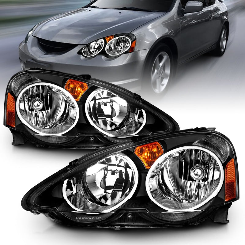 ANZO 2002 - 2004 Acura RSX Crystal Headlights Black - CPC Performance