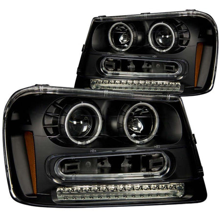 ANZO 2002 - 2009 Chevrolet Trailblazer Projector Headlights w/ Halo Black - CPC Performance