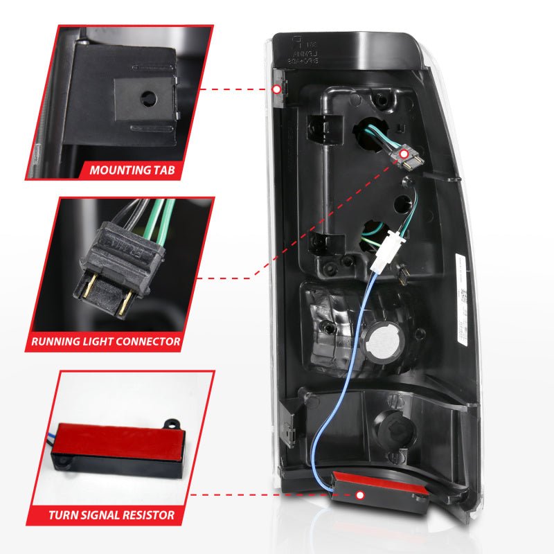 ANZO 2003 - 2006 Chevy Silverado 1500 LED Taillights Plank Style Black w/Clear Lens - CPC Performance