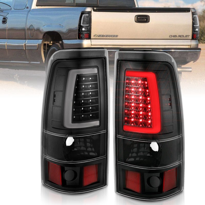 ANZO 2003 - 2006 Chevy Silverado 1500 LED Taillights Plank Style Black w/Clear Lens - CPC Performance