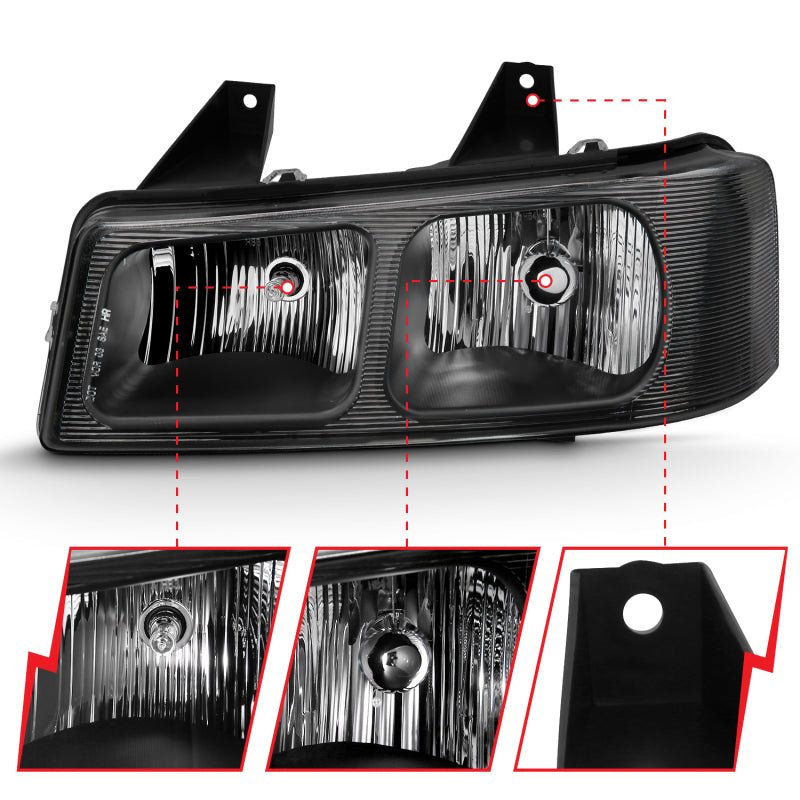 ANZO 2003 - 2017 Chevy Express Crystal Headlight Black - CPC Performance