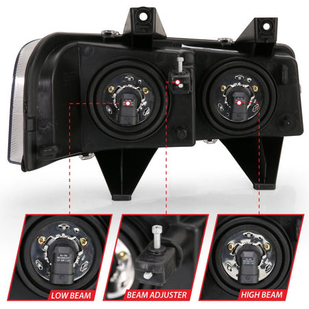 ANZO 2003 - 2017 Chevy Express Crystal Headlight Black - CPC Performance