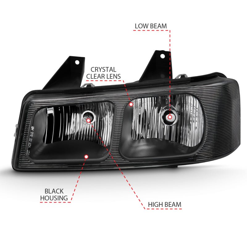 ANZO 2003 - 2017 Chevy Express Crystal Headlight Black - CPC Performance